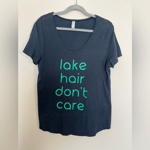 Lake Hair Don’t Care Navy tshirt Large
